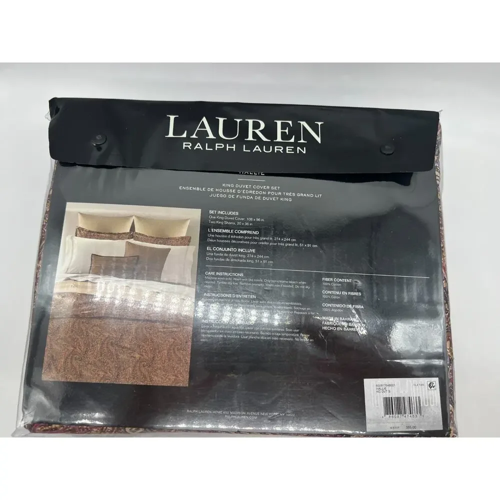 Ralph Lauren Hallie Refined Paisley King Duvet and 2 King Shams New.